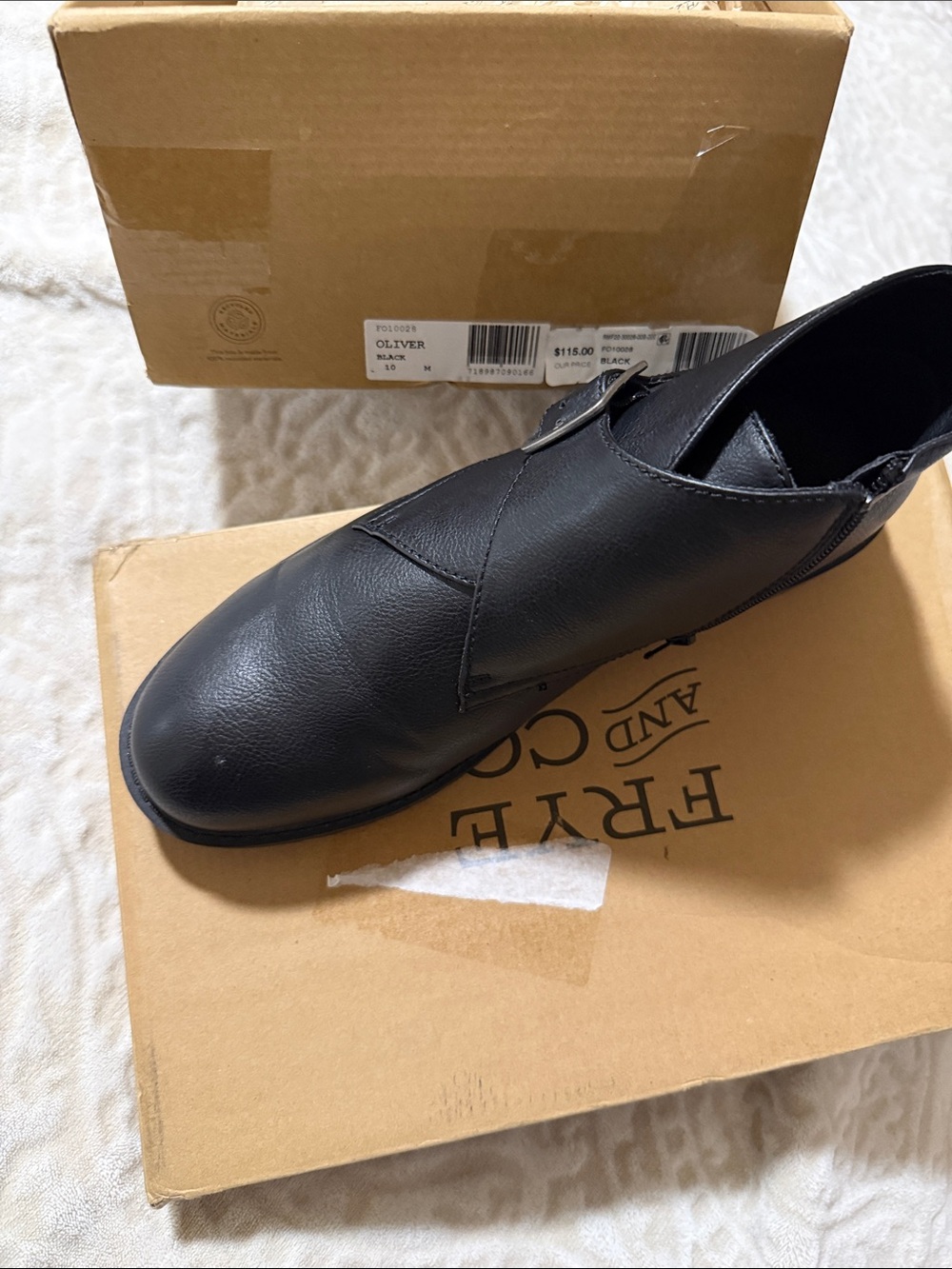 Frye Black Leather Slip-On Loafer
